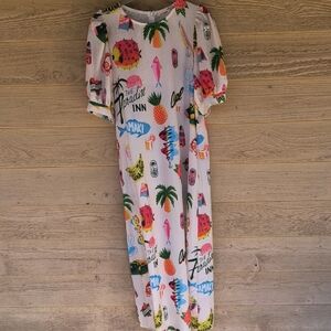 Sunday Up Paradise Print Dress Cap Sleeves